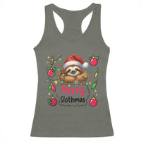 Funny Christmas Sloth Racerback Tank Top Merry Slothmas - Wonder Print Shop