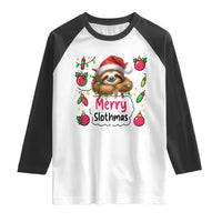 Funny Christmas Sloth Raglan Shirt Merry Slothmas - Wonder Print Shop