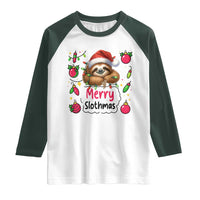 Funny Christmas Sloth Raglan Shirt Merry Slothmas - Wonder Print Shop