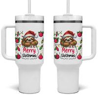 Funny Christmas Sloth Tumbler With Handle Merry Slothmas