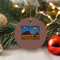 Starry Night Desert Monument Valley Ceramic Ornament Hogan Home Oil Painting Graphic