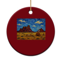 Starry Night Desert Monument Valley Ceramic Ornament Hogan Home Oil Painting Graphic