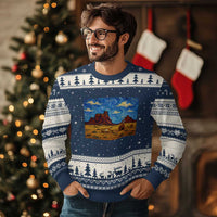 Starry Night Desert Monument Valley Ugly Christmas Sweater Hogan Home Oil Painting Graphic