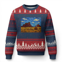 Starry Night Desert Monument Valley Ugly Christmas Sweater Hogan Home Oil Painting Graphic
