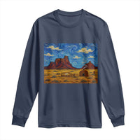 Starry Night Desert Monument Valley Long Sleeve Shirt Hogan Home Oil Painting Graphic