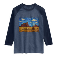 Starry Night Desert Monument Valley Raglan Shirt Hogan Home Oil Painting Graphic