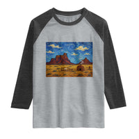 Starry Night Desert Monument Valley Raglan Shirt Hogan Home Oil Painting Graphic