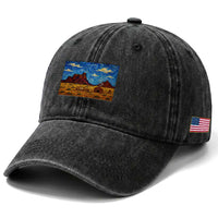 Starry Night Desert Monument Valley Washed Cotton Baseball Cap Hogan Home Oil Painting Graphic