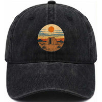 Vintage Monument Valley Landscape Washed Cotton Baseball Cap Desert Hogan Home Art