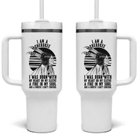 Native American Heritage Pride Gift Tumbler With Handle I Am A Cherokee Born With Heart On My Sleeve