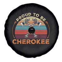 Cherokee Heritage Pride Spare Tire Cover Vintage Sunset Tomahawk Native American Graphic
