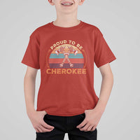 Cherokee Heritage Pride T Shirt For Kid Vintage Sunset Tomahawk Native American Graphic