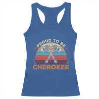 Cherokee Heritage Pride Racerback Tank Top Vintage Sunset Tomahawk Native American Graphic