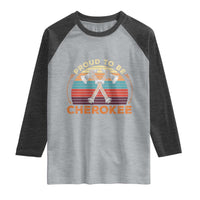 Cherokee Heritage Pride Raglan Shirt Vintage Sunset Tomahawk Native American Graphic