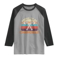 Cherokee Heritage Pride Raglan Shirt Vintage Sunset Tomahawk Native American Graphic