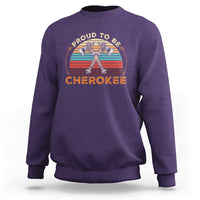Cherokee Heritage Pride Sweatshirt Vintage Sunset Tomahawk Native American Graphic