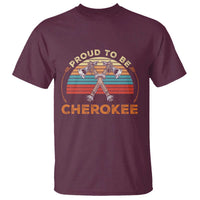 Cherokee Heritage Pride T Shirt Vintage Sunset Tomahawk Native American Graphic