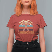 Cherokee Heritage Pride T Shirt For Women Vintage Sunset Tomahawk Native American Graphic
