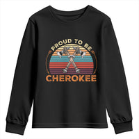 Cherokee Heritage Pride Youth Sweatshirt Vintage Sunset Tomahawk Native American Graphic