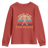 Cherokee Heritage Pride Youth Sweatshirt Vintage Sunset Tomahawk Native American Graphic