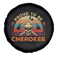 Cherokee Heritage Pride Spare Tire Cover Vintage Native American Warrior Skull