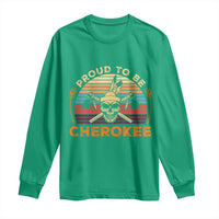 Cherokee Heritage Pride Long Sleeve Shirt Vintage Native American Warrior Skull