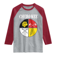 Cherokee Cultural Pride Raglan Shirt Native American Medicine Wheel Art