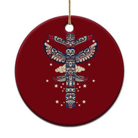 Native American Totem Pole Ceramic Ornament Pacific Northwest Indigenous Tribal
