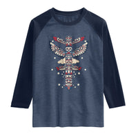 Native American Totem Pole Raglan Shirt Pacific Northwest Indigenous Tribal