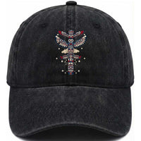Native American Totem Pole Washed Cotton Baseball Cap Pacific Northwest Indigenous Tribal