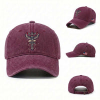 Native American Totem Pole Washed Cotton Baseball Cap Pacific Northwest Indigenous Tribal