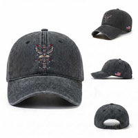 Native American Totem Pole Washed Cotton Baseball Cap Pacific Northwest Indigenous Tribal
