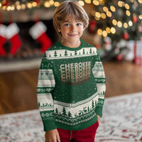 Vintage Cherokee Native Pride Stacked Typography Ugly Christmas Sweater