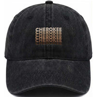 Vintage Cherokee Native Pride Stacked Typography Washed Cotton Baseball Cap