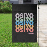 Osiyo Tsalagi Cherokee Native American Pride Garden Flag Retro Stacked Typography