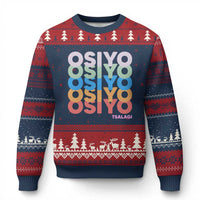Osiyo Tsalagi Cherokee Native American Pride Ugly Christmas Sweater Retro Stacked Typography