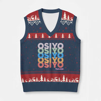 Osiyo Tsalagi Cherokee Native American Pride V-Neck Knit Sweater Vest Retro Stacked Typography