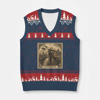 Cherokee Pride Strength V-Neck Knit Sweater Vest Native American Vintage Postage Stamp Graphic
