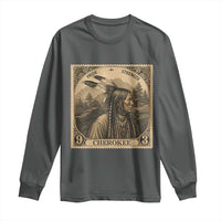 Cherokee Pride Strength Long Sleeve Shirt Native American Vintage Postage Stamp Graphic
