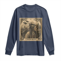 Cherokee Pride Strength Long Sleeve Shirt Native American Vintage Postage Stamp Graphic