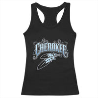 Cherokee Native American Heritage Racerback Tank Top Blue Feather Filigree Typography