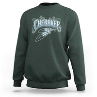Cherokee Native American Heritage Sweatshirt Blue Feather Filigree Typography