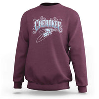 Cherokee Native American Heritage Sweatshirt Blue Feather Filigree Typography
