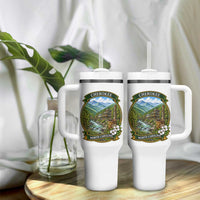 Vintage Great Smoky Mountains Tumbler With Handle Cherokee North Carolina Landscape