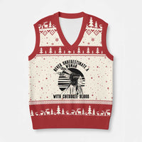 Never Underestimate A Woman With Cherokee Blood V-Neck Knit Sweater Vest Native American Heritage Gift