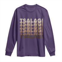 Cherokee Tsalagi Heritage Pride Stacked Typography Long Sleeve Shirt