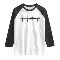 Fish And Forest Fishing Lover Heartbeat Gift Raglan Shirt - Wonder Print Shop