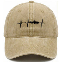 Fish And Forest Fishing Lover Heartbeat Gift Washed Cotton Baseball Cap