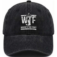 Where Is The Fish Washed Cotton Baseball Cap Funny WTF Fishing Gift