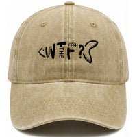 WTF Where Is The Fish Washed Cotton Baseball Cap Funny Fisherman Gift